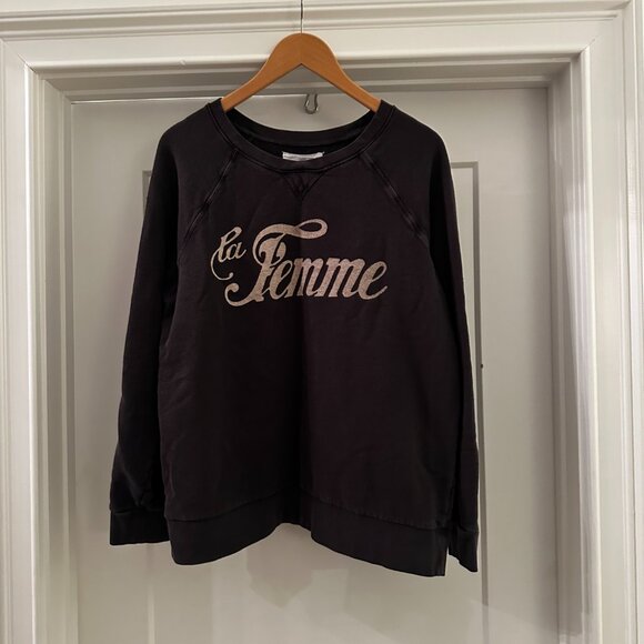 Sol Angeles Anthropologie La Femme Grey Women's Graphic Sweatshirt - Size Large - Picture 2 of 5